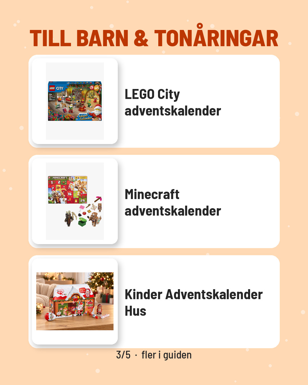 Julkalendrar till barn och tonåringar: LEGO City, Minecraft och Kinder adventskalender